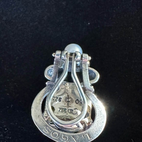 Lagos 18k Yellow Gold Sterling Silver Citrine 5mm Pearl Caviar Stud Earrings - Picture 5 of 7